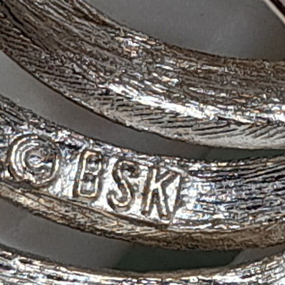 Vintage B.S.K. Brooch Gray Rhinestones, Silver Tone, 2 1/2 Inch - Picture 6 of 13